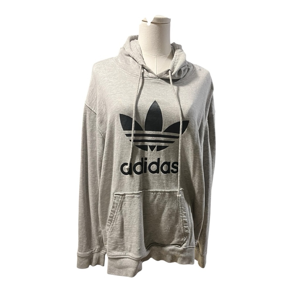 Adidas Women’s Gray and Black Trefoil Hoodie Size Large